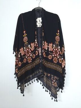 Shawl coverup Navy Blue Floral Boho Print